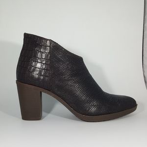 The Flexx Brown Croc and Lizard Mid Heel Bootie